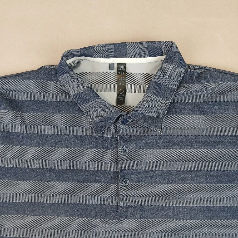 Adidas XL Mens Polo Shirt Golf Knit Stripes‎ 24x29